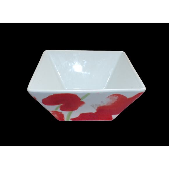 Food Network Poppy Design Porcelain Square Serving Bowl Heavyweight 6" x 3" - Picture 2 of 4